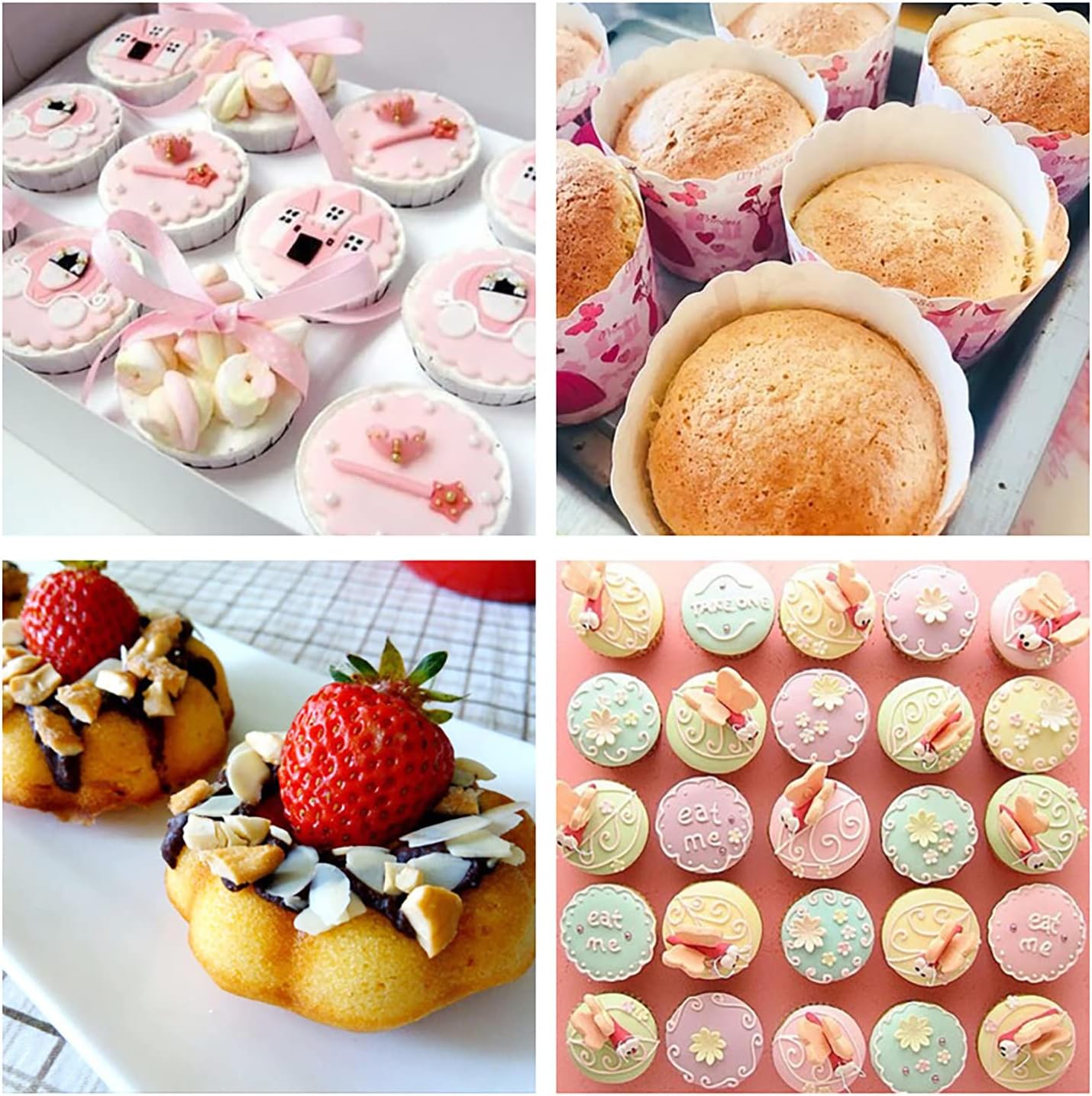 Mini Muffin & Cupcake Set, 24 Cups Nonstick Silicone Baking Pan, BPA Free, Dishwasher Safe, 2 Pieces (Red)