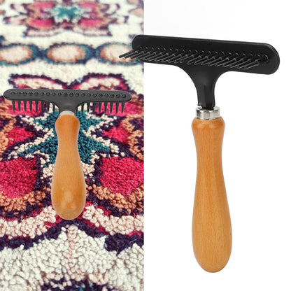 Handheld Carpet Rake, Stainless Steel Grooming Tool for Cleaning Shag Rugs, Portable Carpet Rake