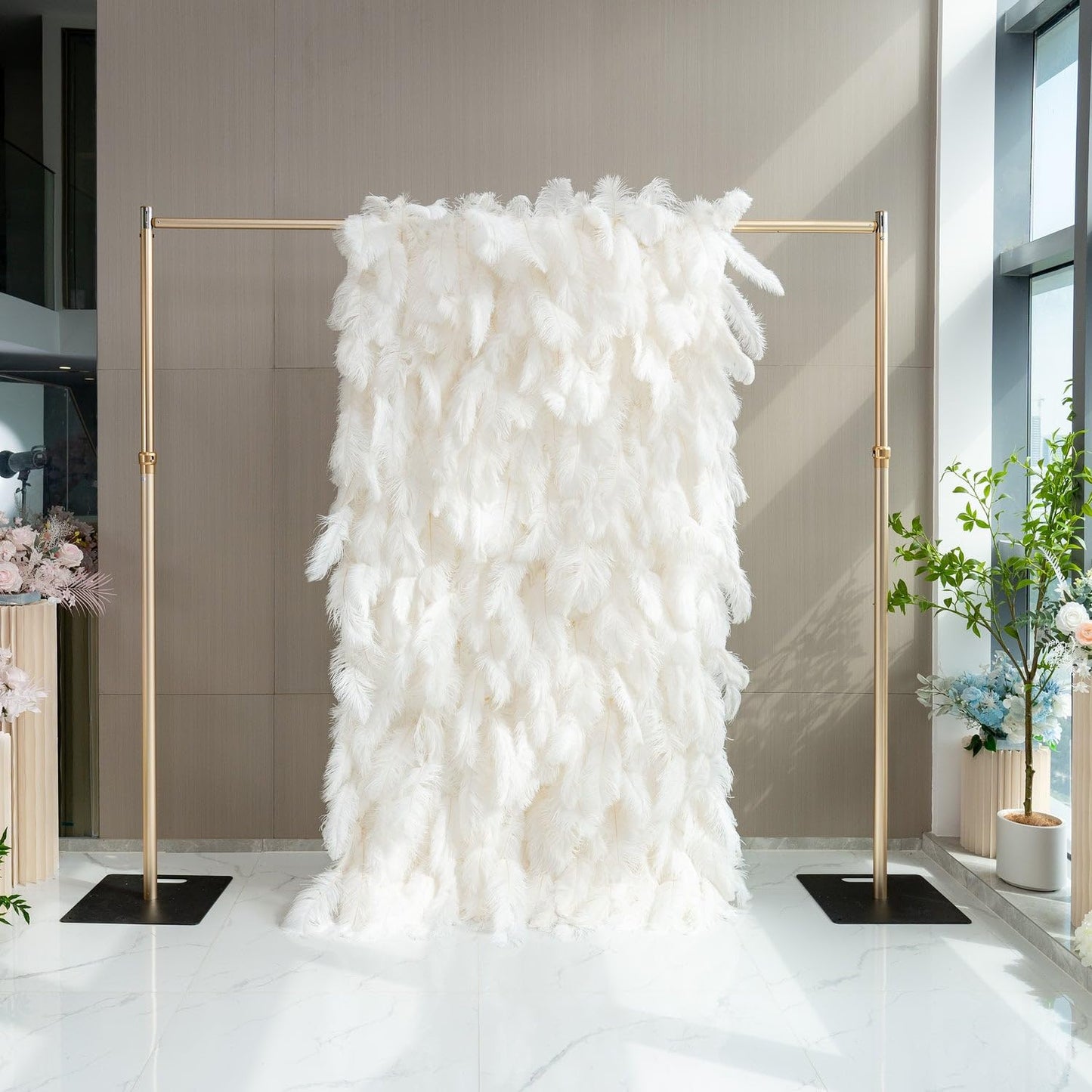 CreateView Artificial Flower Wall Wedding Backdrop, Luxury‌ 3D Silk Floral Party Decor for Wedding Home Hotel Party Baby Show Decor, Quick Assembly/Storage 4 * 8ft (120 * 240cm)