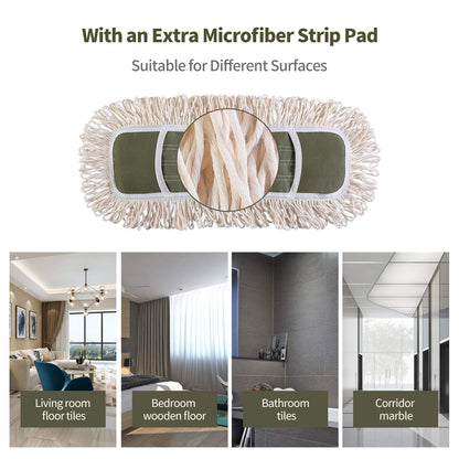 Eyliden Dust Mop with 2 Washable Pads for Hardwood & Tile Floors | 32.9"-52.6" Adjustable Handle, 360° Swivel, One-Touch Pad Release | Wet Dry Floor Cleaning Push Broom