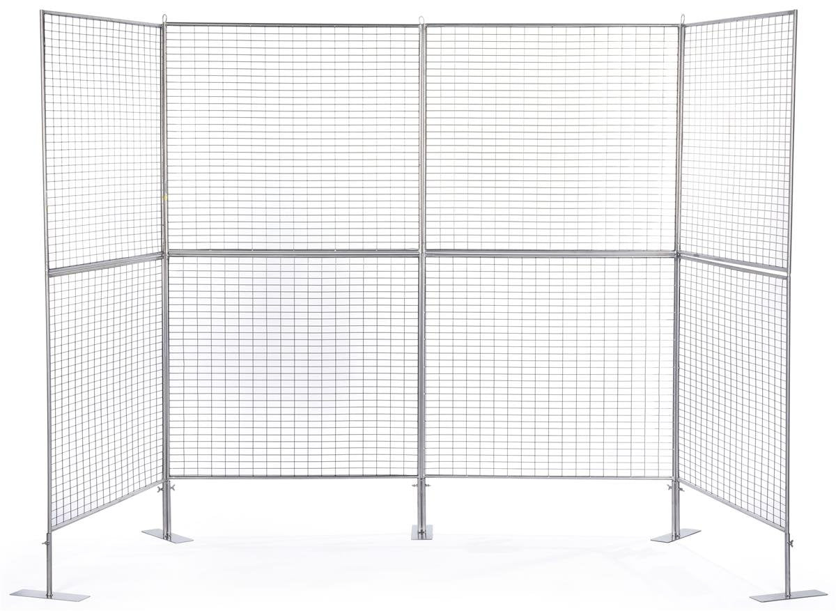 Displays2go Art Display Grids, Floor Standing, Double Sided, Metal Mesh Iron Construction – Silver Finish (AD4PNL)