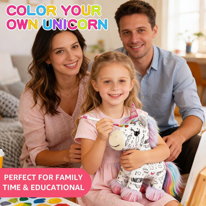 DIY Unicorn Plush – Paint Your Own Unicorn Doll w/ 12 Markers, Washable & Repaintable, Arts & Crafts Kit for Kids Ages 6+, Fabric Painting Supplies, Art Activities for Girls & Boys, Birthday Gift Idea