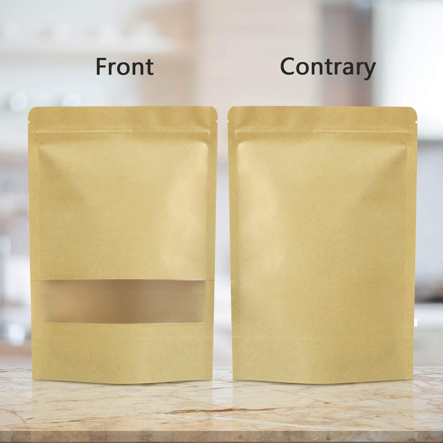 FireKylin 100 Pcs Paper Bags Resealable bags 3.5" x 5.5" Zipper Food Storage Bags, Stand Up, with Matte Window, Reusable, Sealable, for Packaging Products