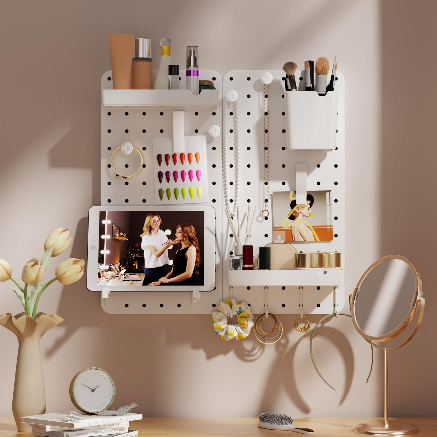 DAIMOT Pegboard Combination Kit - Pegboards and Accessories Modular Hanging for Wall Organizer, Crafts Organization, Ornaments Display, Nursery Storage, Peg Board (2)