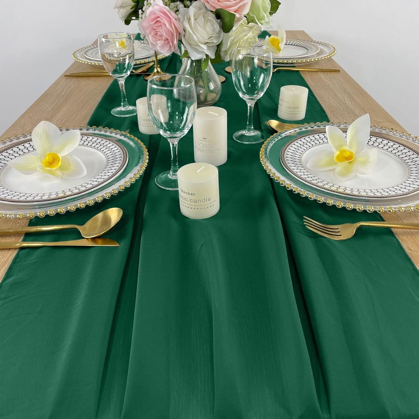 EHLDekol 10ft Chiffon Table Runners 27x120 inches, Romantic Sheer Wedding Table Runner for Bridal Party Decoration,