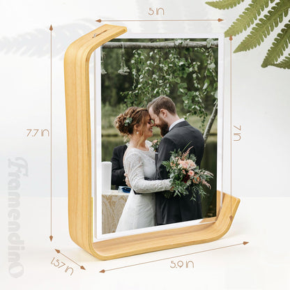 Framendino, 2 Pack Wood Picture Frame 5x7 Inch Acrylic Wooden Photo Floating Herbarium Display Frames for Wedding Party Home Decor