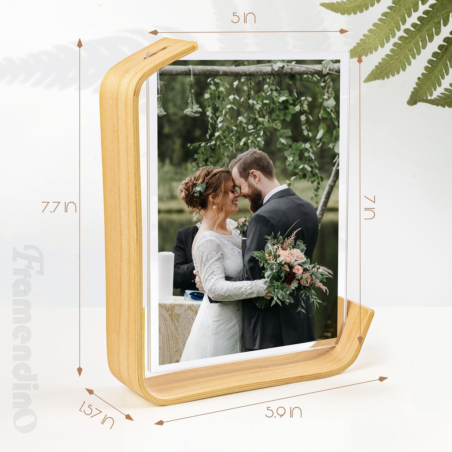 Framendino, 2 Pack Wood Picture Frame 5x7 Inch Acrylic Wooden Photo Floating Herbarium Display Frames for Wedding Party Home Decor