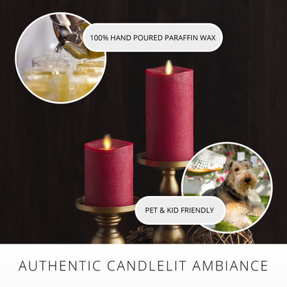 Luminara - Flameless LED Battery Operated Flickering Pillar Candles - Red - Pack of 1-3x6.5 - Realistic Moving Flame Real Wax Indoor/Outdoor Decor