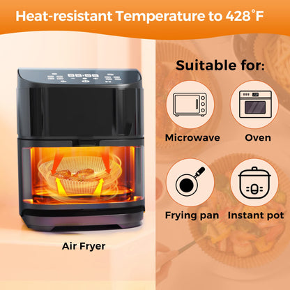 Air Fryer Disposable Paper Liners - 150Pcs 8In Square Parchment Paper Non-Stick Airfryer Basket Liners for Steamer Microwave Oven, Deep Fryer Parts & Accessories