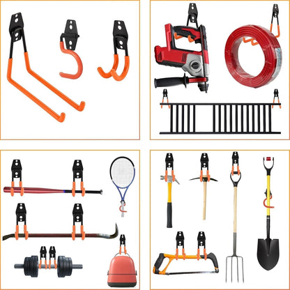 Skiennix Heavy-Duty Garage Hooks - 24 Pack Steel Wall Mount Hangers for Bikes, Tools & Ladders
