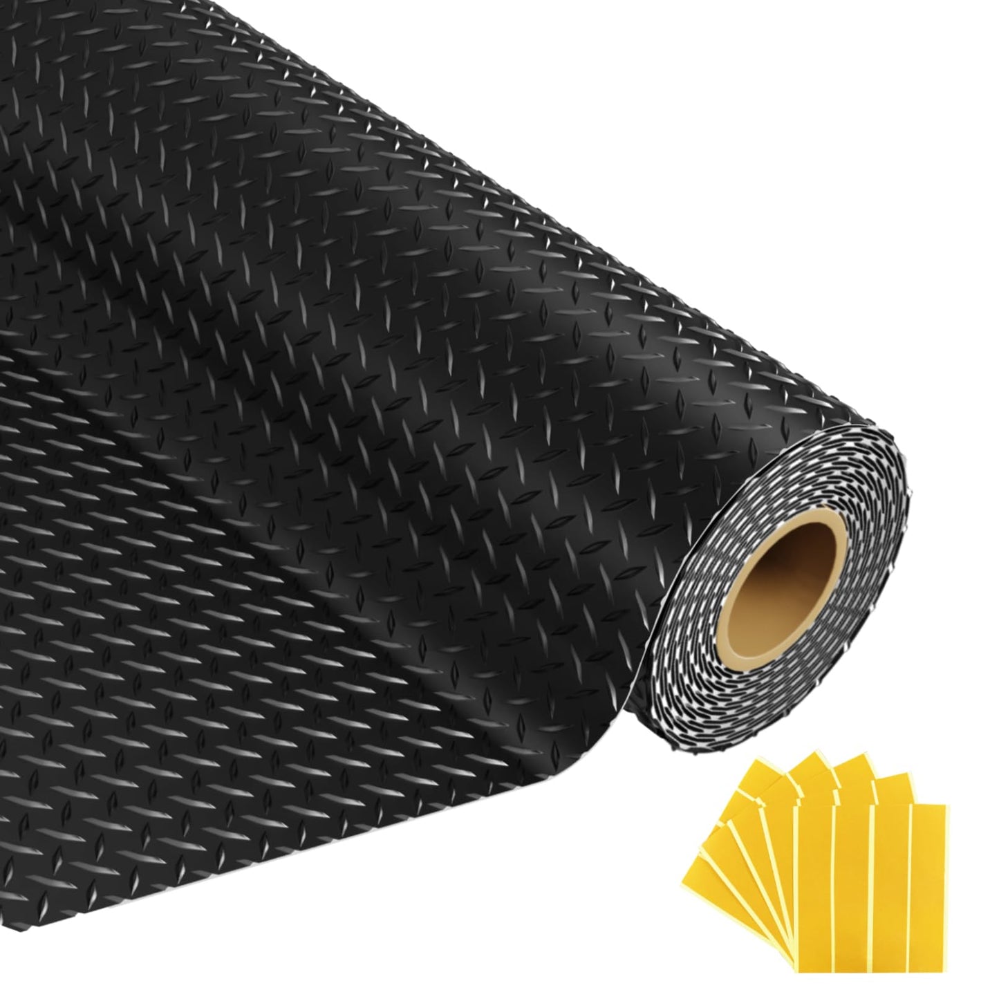 Grandroad auto 10x20 FT Garage Floor Mat, 2.8mm Thickened Flooring Roll for Under Car Diamond Plate PVC Rubber Mat with 20 Pcs Tapes, Non-Slip Floor Mat for Garage, Warehouse, Gyms, Trailer, Black