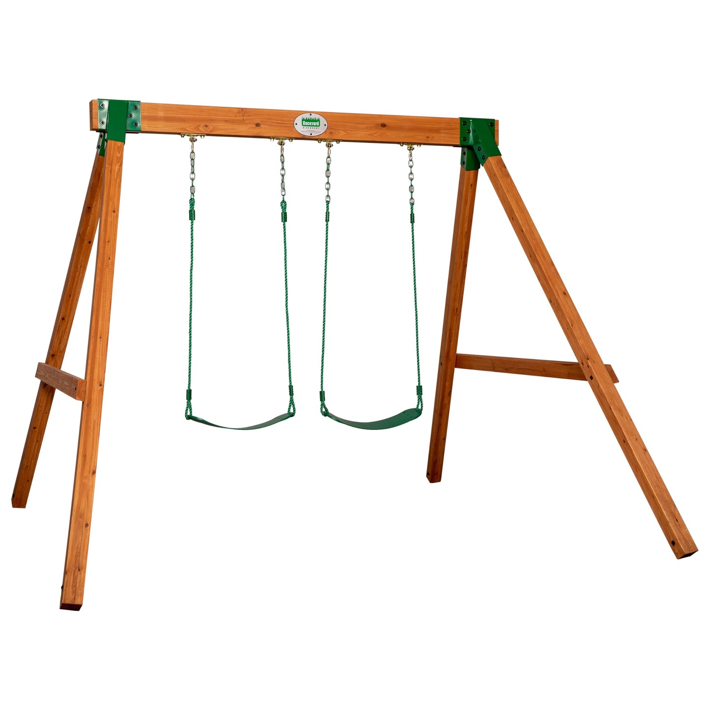 Backyard Discovery Durango Cedar Wood Swing Set Kit with Classic A-Frame, Two Belt Swings, Pinch-Free Ropes, Easy Assembly, Heavy-Duty, Lumber and Hardware Included, Outdoor Playset, Ages 3-10