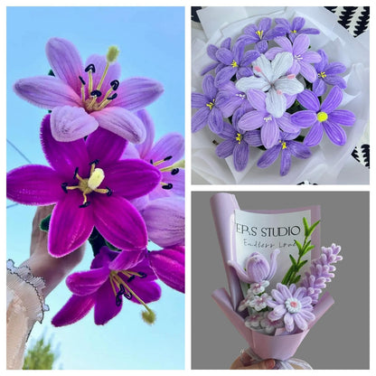 ASTARON 521 Pcs Pipe Cleaners Craft Set, 5 Colors Pipe Cleaners Bulk Pastel Chenille Stems for Craft Pipe Cleaner Flowers Making Kit with Floral Wires, Gardening Tape (Purple Series)