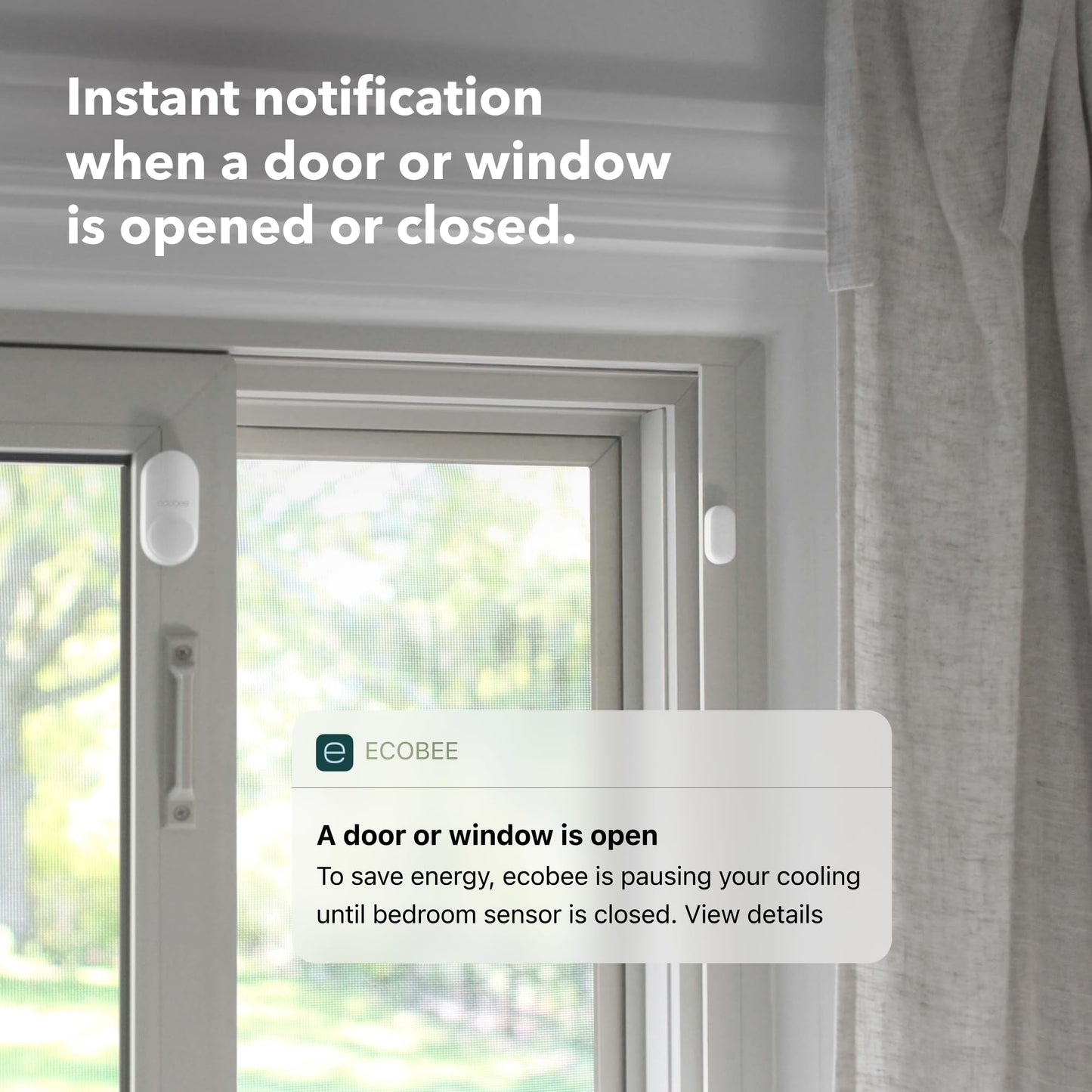 ecobee Smart Sensor for Doors & Windows 2 Pack - Wifi Contact Sensor for Home Security, Energy Savings - Compatible with Smart Thermostats - Temperature sensor, white