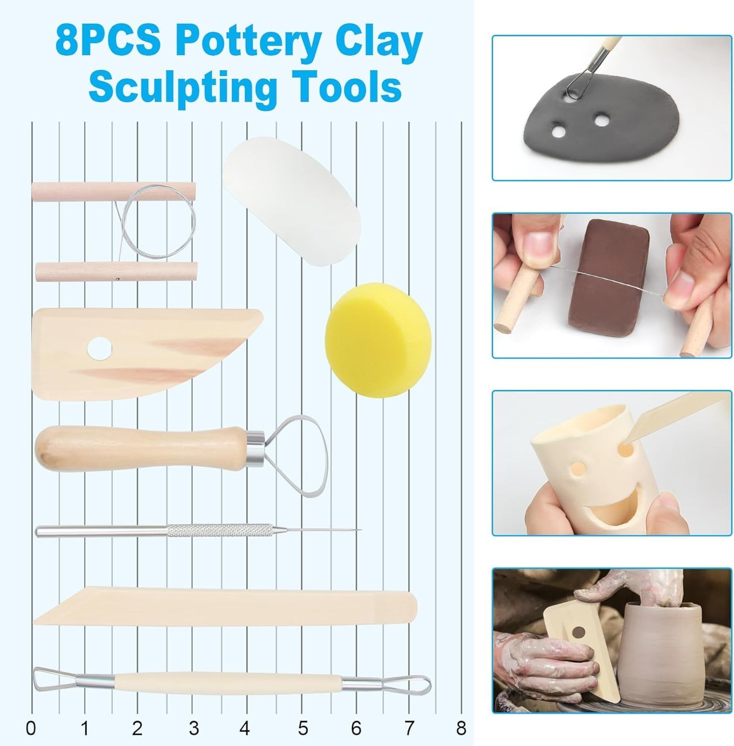 Wolwefa Pottery Clay, Natural Air Dry Clay, 5.5lbs Modeling Clay with Pottery Sculpting Tool Set, All-Purpose Clay Sculpting Kit - Yellow