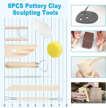 Wolwefa Pottery Clay, Natural Air Dry Clay, 5.5lbs Modeling Clay with Pottery Sculpting Tool Set, All-Purpose Clay Sculpting Kit - Yellow