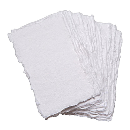 Wanderings Handmade Deckle Edge Tent Cards – Folded to 2" x 3.5" – 150 GSM - 25-Pack – Textured Cotton Paper – Blank Names, Table Settings, Gift Tags, Love Notes