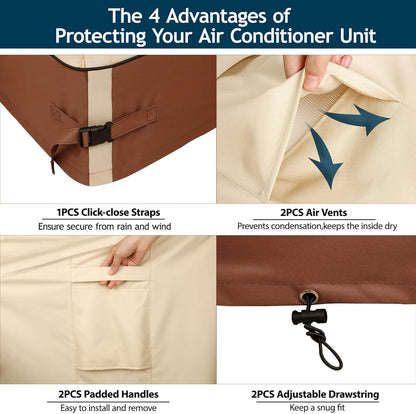 Air Conditioner Cover for Outside Units-40'' Durable 600D AC Covers for Outside Unit Waterproof & Resistant