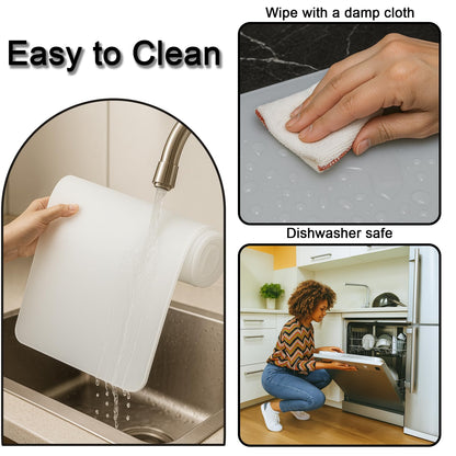 Silicone Mat 35.4"x23.6" Silicone Mats for Kitchen Counter Heat Resistant Mats for Countertop, Countertop Protector Mat, Edge Heightening Nonstick Waterproof Multipurpose Table Mat Translucent