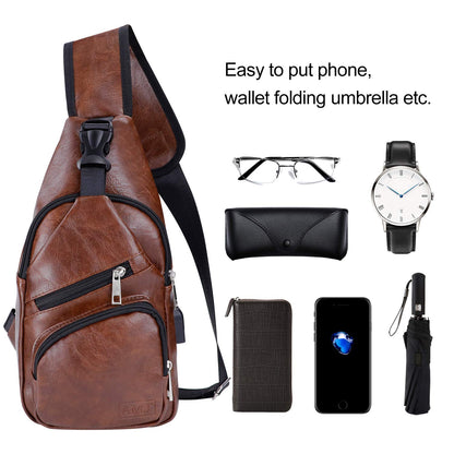 AMJ Crossbody Sling Bag Men Women, Casual Shoulder Backpack, Chest Daypack Satchel for Hiking Travel