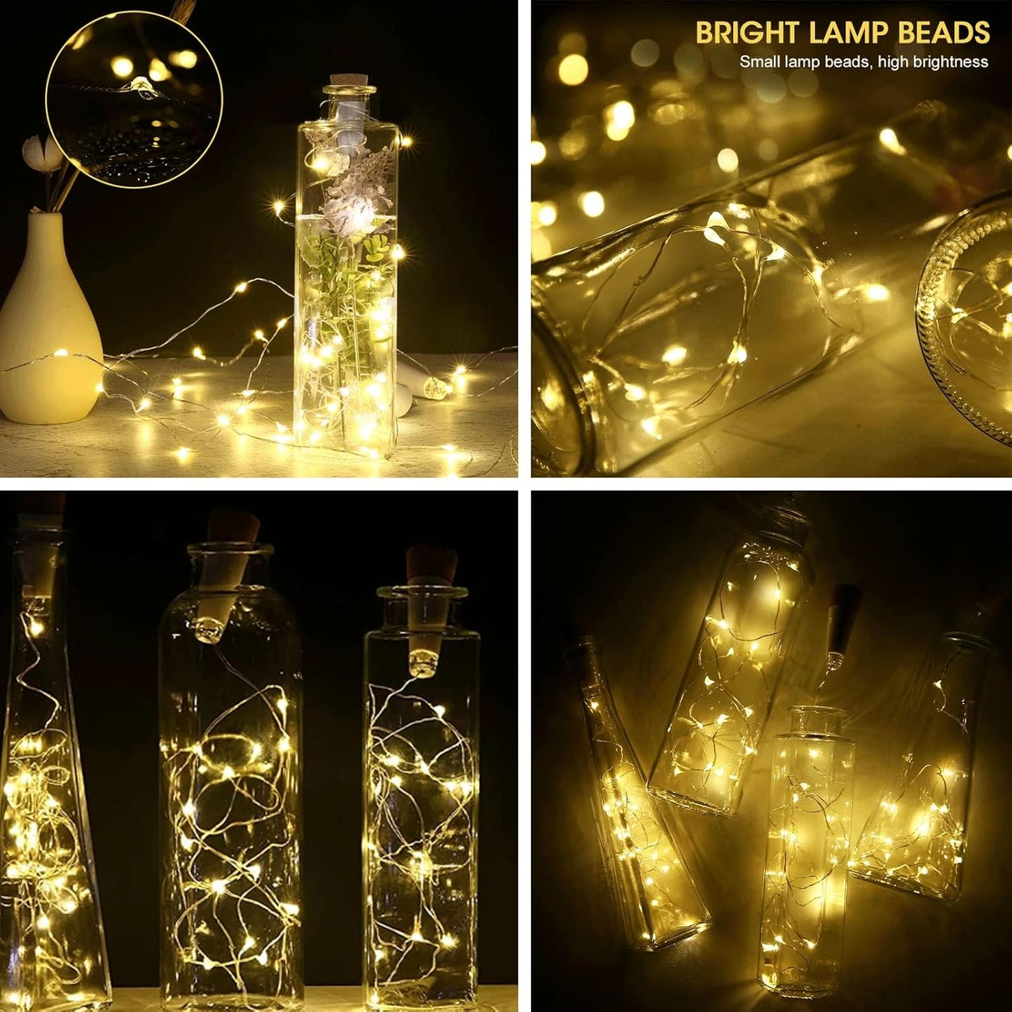Ceepko USB Bottle Lights Rechargeable, Copper Wire Waterproof Fairy Cork String Lights for Party Halloween Christmas