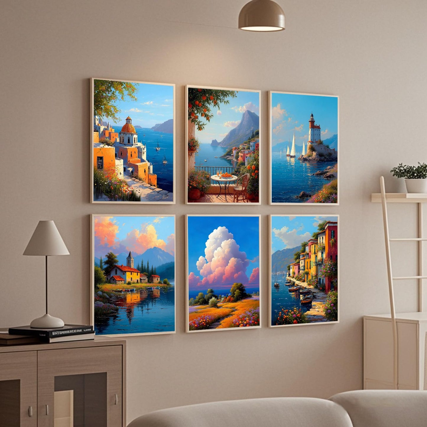 Leatrice 6 Pack Landscape Diamond Painting Kits for Adults 5D Diamond Art Kits Gem Art Full Drill Round Diamond Dots for Beginners Women DIY Home Wall Decor 11.8x15.7 Inches