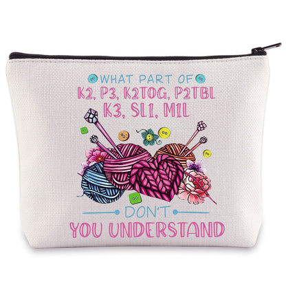 WZMPA Funny Knitting Cosmetic Bag Yarn Collector Gift What Part Don't You Understand Makeup Zipper Pouch Bag Knitter Merchandise (Don't Understand)