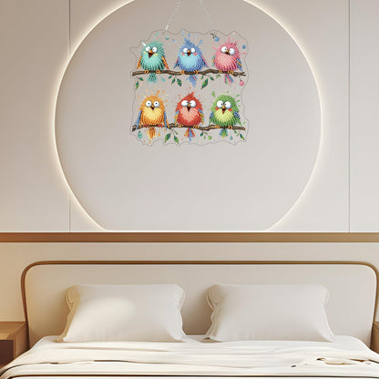 5D Diamond Art Hanging Kit for Adult,Special Shaped Rhinestone,Double Sided DIY Acrylic Diamond Art Painting Window Pendants Home Garden Wall Hanging Kits Hanging Ornament (Bird)
