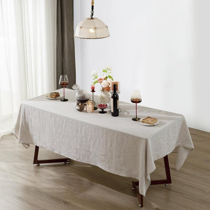Talasily Linen Tablecloth 100% Pure Linen Table Cloth 60x108 Inches Rectangle Tablecloths Washable Cloths for Kitchen, Dining, Buffet Parties, Holidays, Picnic, Weddings and Restaurants-Natural Linen