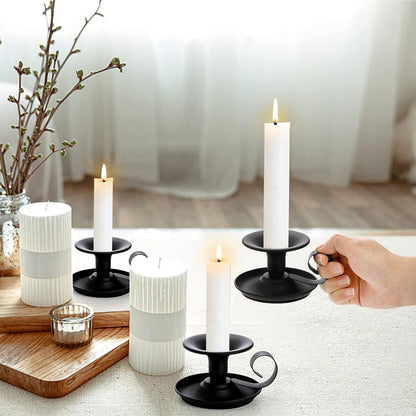 Yopay 4 Pack Iron Taper Candle Holder - Retro Rustproof Black Candlestick Holders for Halloween, Christmas, Wedding