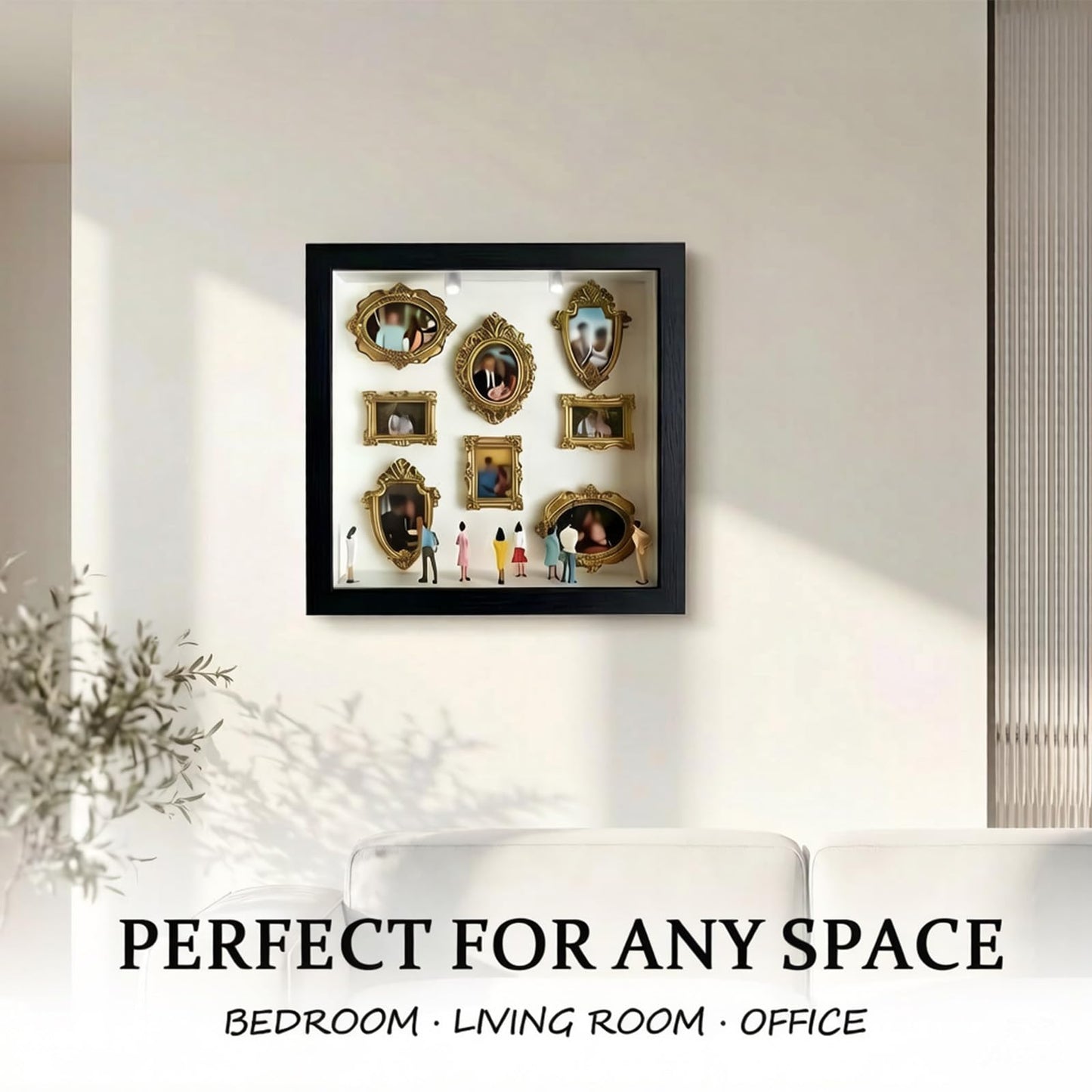DIY Silhouette Shadow Box Frame Kit,Mini Frames for Shadow Box with Figurines and Small Bulb, Museum of us-Custom Memory Collage Frame for Pictures, Crafts & Home Decor Gift (Black)
