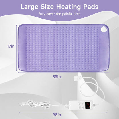 Heating Pad for Back, Large Heating Pads for Body Muscle Pain Cramps Relief, 6 Heat Settings Machine Washable Electric Heating Pad, Birthday Christmas Gifts for Women Mom