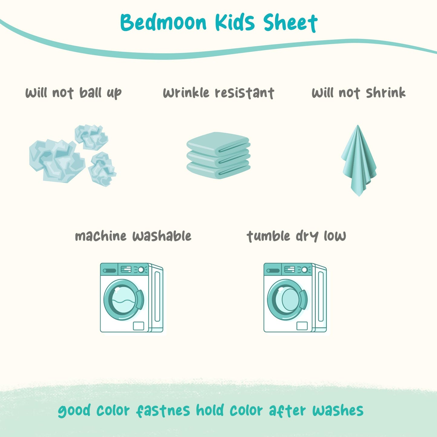 Bedmoon Girls Twin Sheets, Kids Green Cat Kitty Cute Animal Soft Microfiber Twin Sheets & Pillowcases with Corner Straps