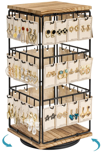 Yoimori 360 Rotating Earring Display Stands for Selling, Earring Rack Display Holder Stand, Jewelry Display for Vendors Selling Earring Cards, Necklaces, Bracelets, Hair Accessories (48 Hooks)