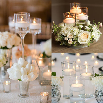 20 Pcs Floating Candles Centerpieces, 1.5 Inch Unscented Floating Candles, Warm Tealights Candles for Wedding, Night, Christmas, Valentine's Day,Home Decor and Party Decoration (White 20pcs)
