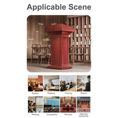 Acrylic Pulpit Luxury Podium in Wood, Thicken s s for Churches with Drawer, Wide Reading Surface Reception Restaurant Podium for Hotels, Seminars, Weddings and Classrooms (Black)