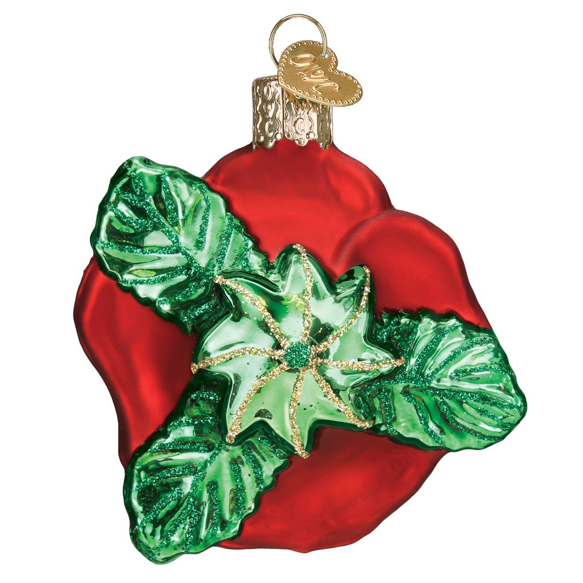 Old World Christmas Red Rose Glass Blown Ornament for Christmas Tree, Handcrafted Holiday Decoration, Floral Collection