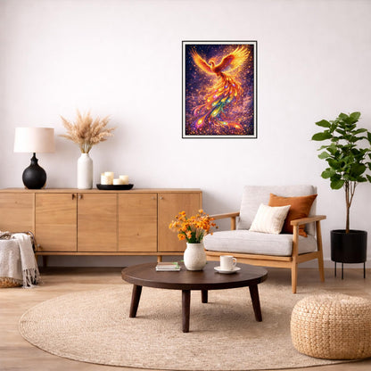 IOHEFY Phoenix Fire Diamond Painting 12 x 16 Inch Full Drill Acrylic Diamond Art DIY Crystal Rhinestone Fantasy Mythical Bird Artwork Nano Pearlescent Canvas Wall Decor Gift