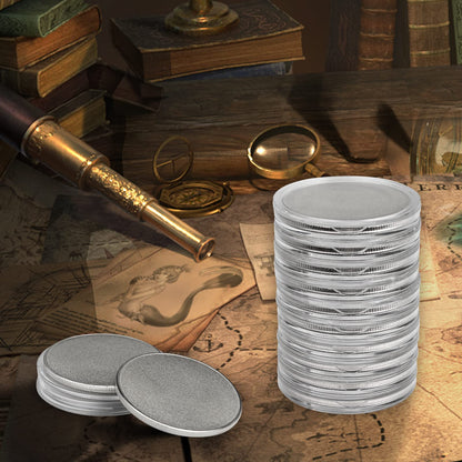 10 Pcs Blank Challenge Coin, Engraving Blanks Coins, Solid Brass, Zinc Alloy Silver Plated 40mm Diameter with Acrylic Protection Box Pattern for DIY Crafts Engraving