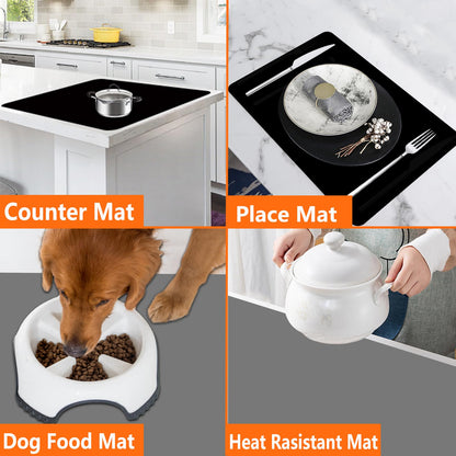 2Pack Large Silicone Mats for Kitchen Counter, 48''x24''(120cmx60cm) Heat Resistant Mat for Kitchen Island, Waterproof Multipurpose Countertop Protector, Dark Gray