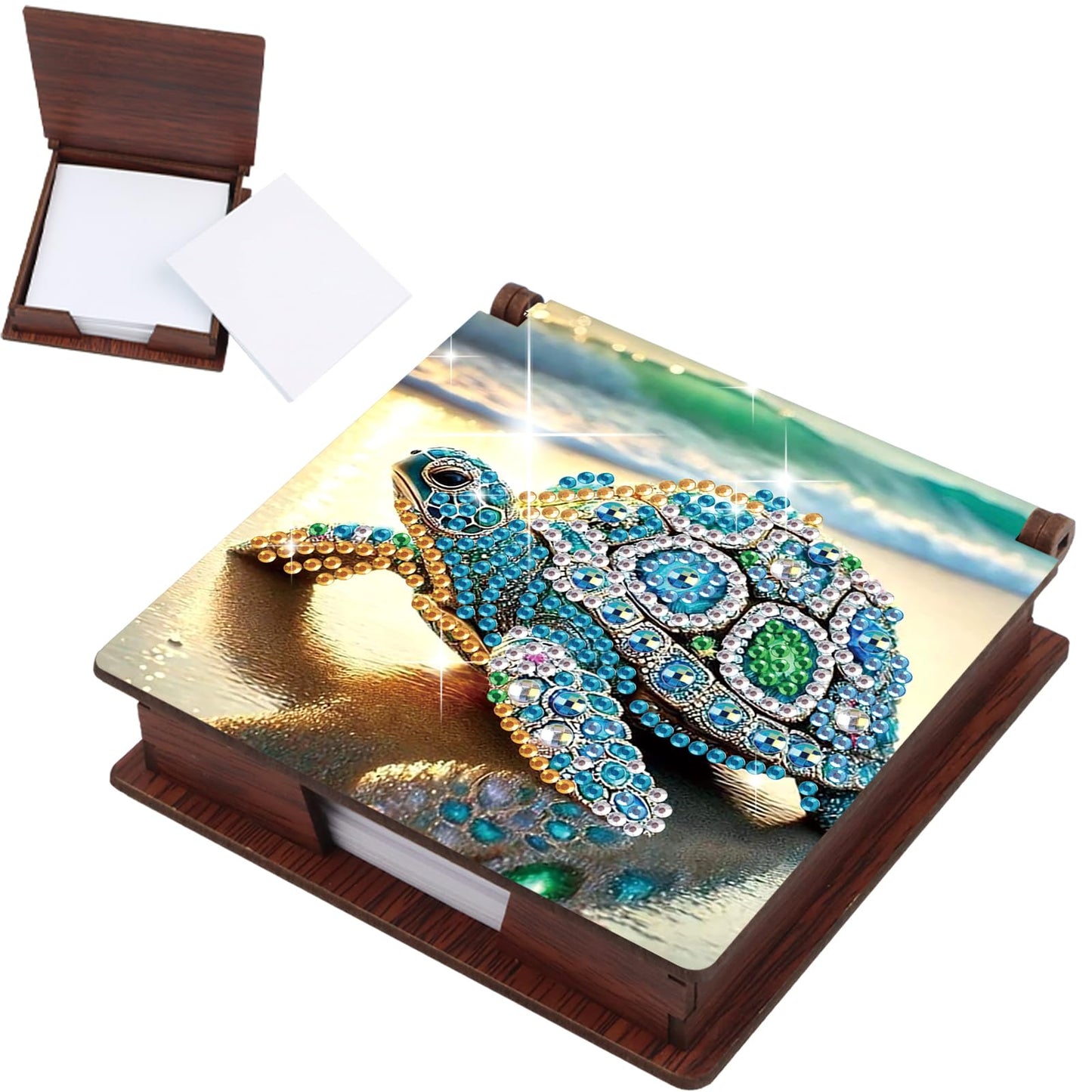 JISHSHAY Diamond Painting Note Box Sea Turtle Diamond Art Notecard Box Gem Art Sticky Note Holder Gem Painting Embroidery Kit Mosaic Kits for Adults Memo Pad Holder, Contains 160 Sheets of Paper