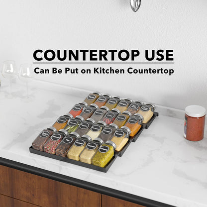 24 386 4 11.25" 17.5" SpaceAid Spice Drawer Organizer with Spice Jars, Spice Labels, Tier Seasoning Rack Tray Insert