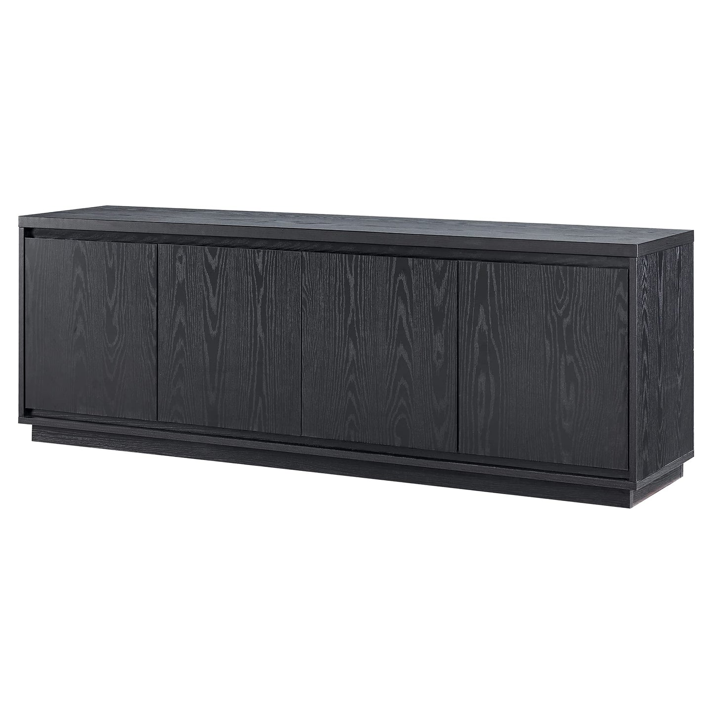 Henn&Hart TV Stand for TVs up to 75" with 2 Concealed Storage Cabinets and Adjustable Shelves for Living Room, Family Room, or Office, Natural Black
