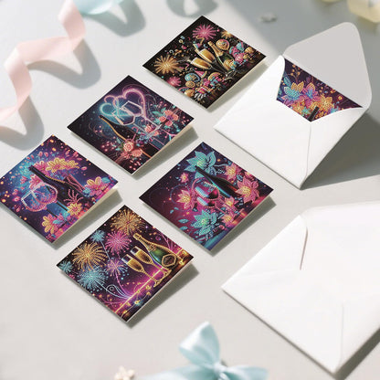 C'eitura 6Pcs Celebration DIY Diamond Art Painting Greeting Cards Kit | Congratulations Thank You Birthday Graduation Cards | All Occasion Party Theme Blank Note Cards for Kids & Adults