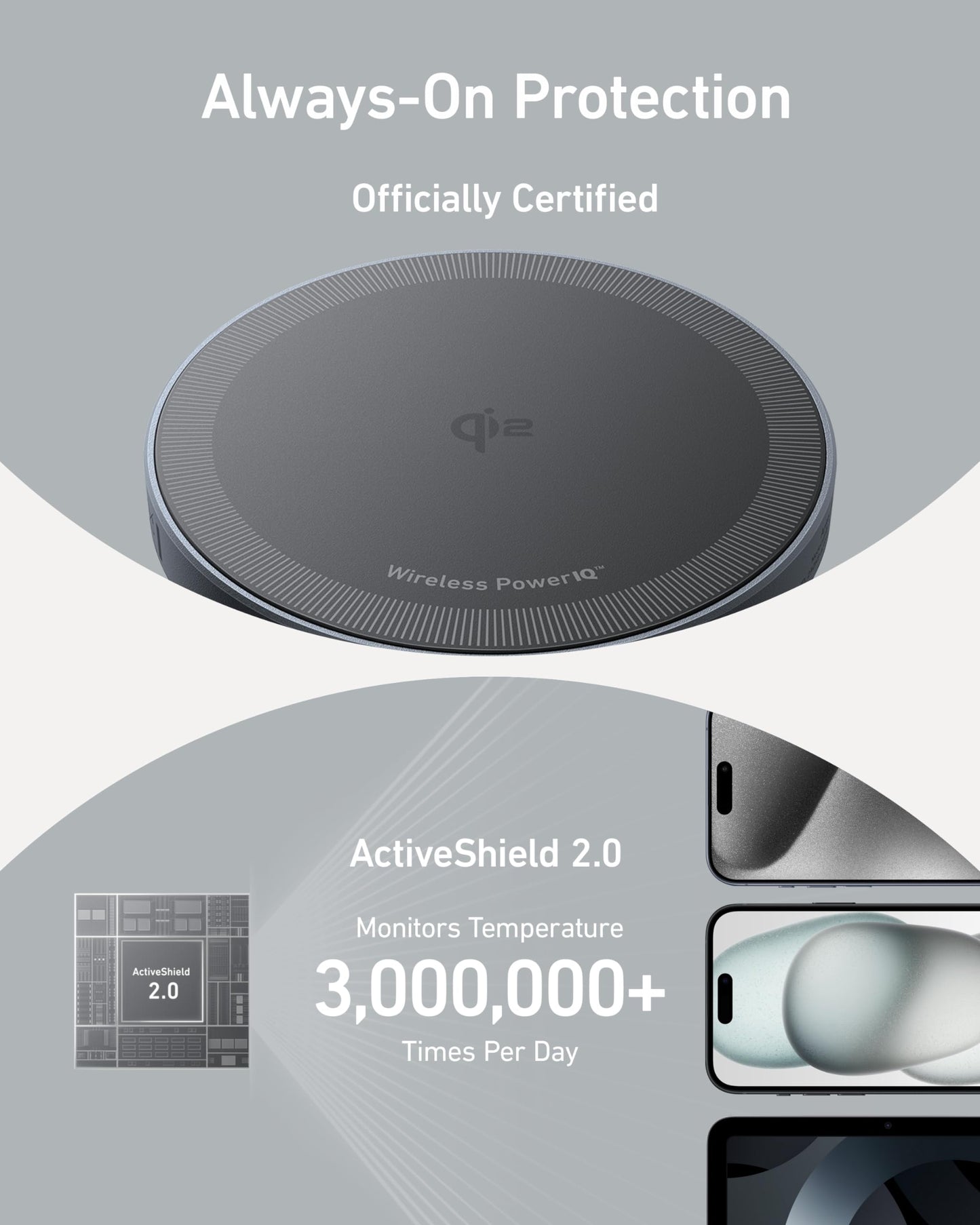 Anker MagSafe Charger Pad, MagGo iPhone 16 Wireless Charging Pad, Qi2 Certified 15W Wireless Charger, Compatible with iPhone 16/16 Plus/16 Pro/16 Pro Max/15/14/13/12 Series (USB-C Adapter Included)