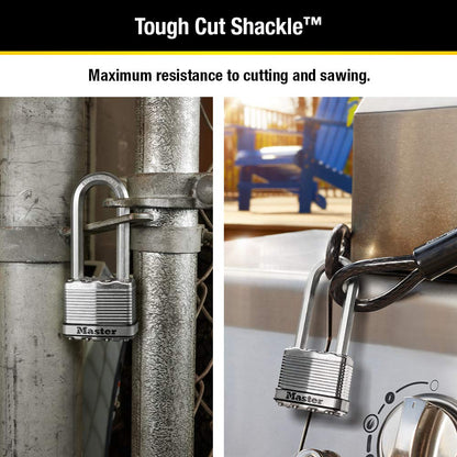 Master Lock M5XTLJ Magnum Heavy Duty Outdoor Padlock with Key, 2 Pack Keyed-Alike