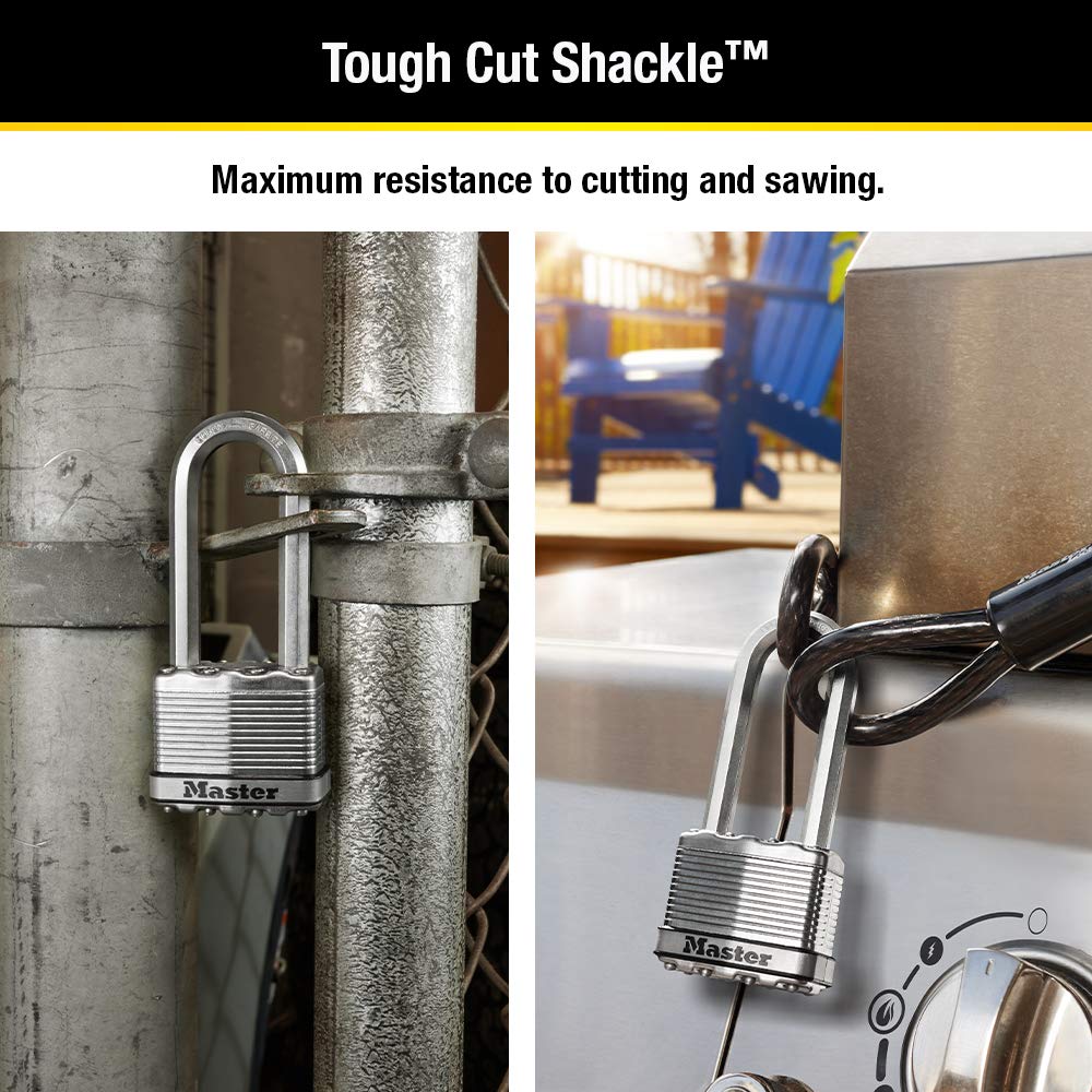 Master Lock M5XTLJ Magnum Heavy Duty Outdoor Padlock with Key, 2 Pack Keyed-Alike