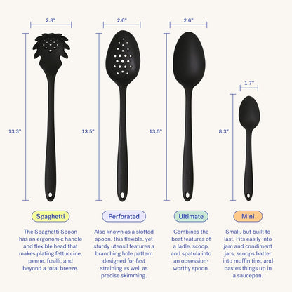 GIR Premium Perforated Spoon, Non-Stick Heat Resistant Silicone Straining Spoon, 13 IN, Navy (GIRSNH381NVY)