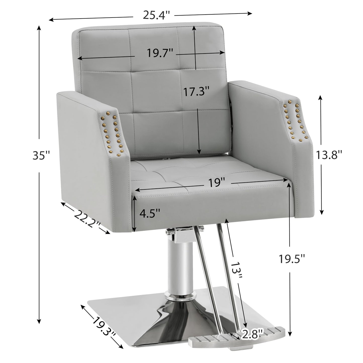 BarberPub Classic Salon Chair for Hair Stylist,Hydraulic Barber Styling Chair,Beauty Salon Spa Equipment 8818 (Grey)