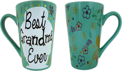 KINREX Best Grandma Ever Mug, Turquoise, 12 oz. Coffee Cup for Women, Mothers Day, Christmas, Birthday Gift